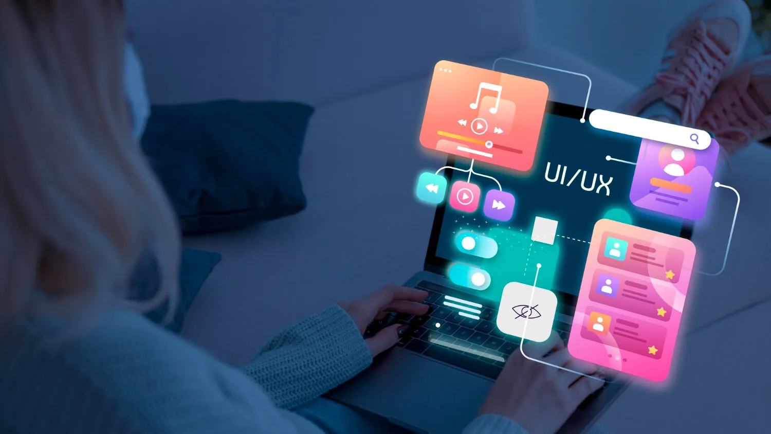 Designer reviewing interface layouts on a screen